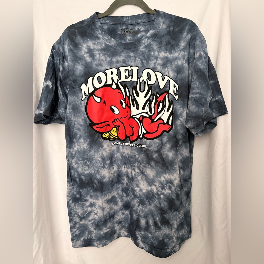 Lonely Hearts Club – Tie Dye Graphic T-Shirt – Blue Gray – L – NWOT